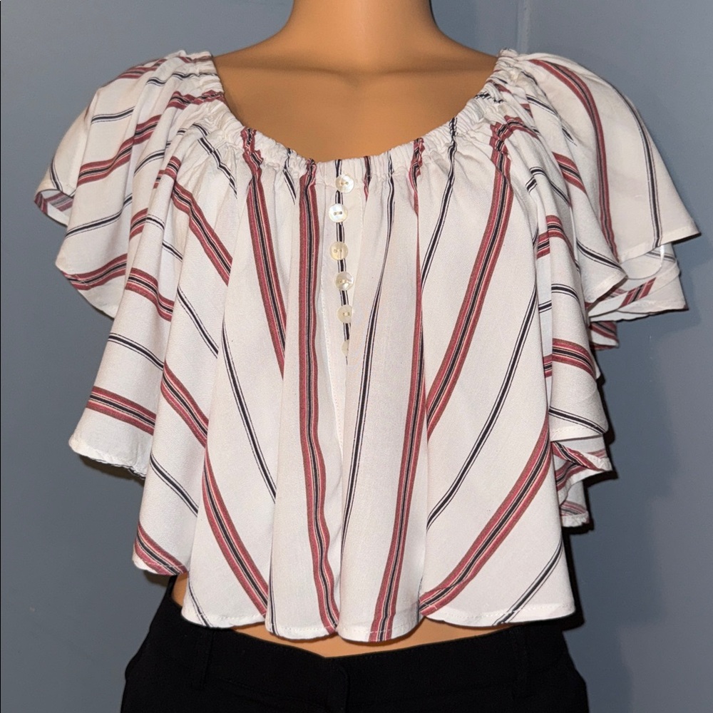 Gypsy Love Striped Flutter Sleeve Top - Size XL